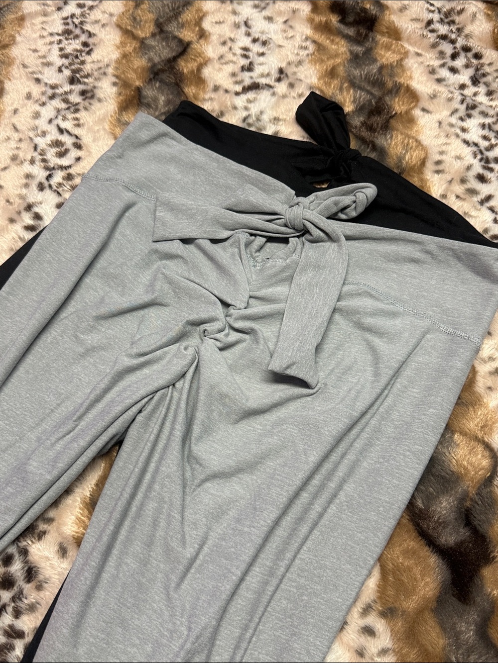 Ardene 2 pair Black & Light Gray Lounge Leggings tie waist